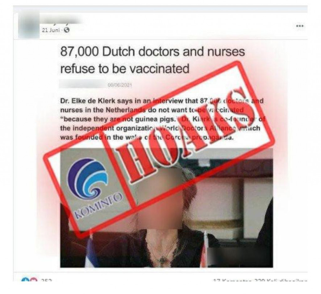 [HOAKS] Ribuan Perawat di Belanda Tolak Vaksin Covid-19